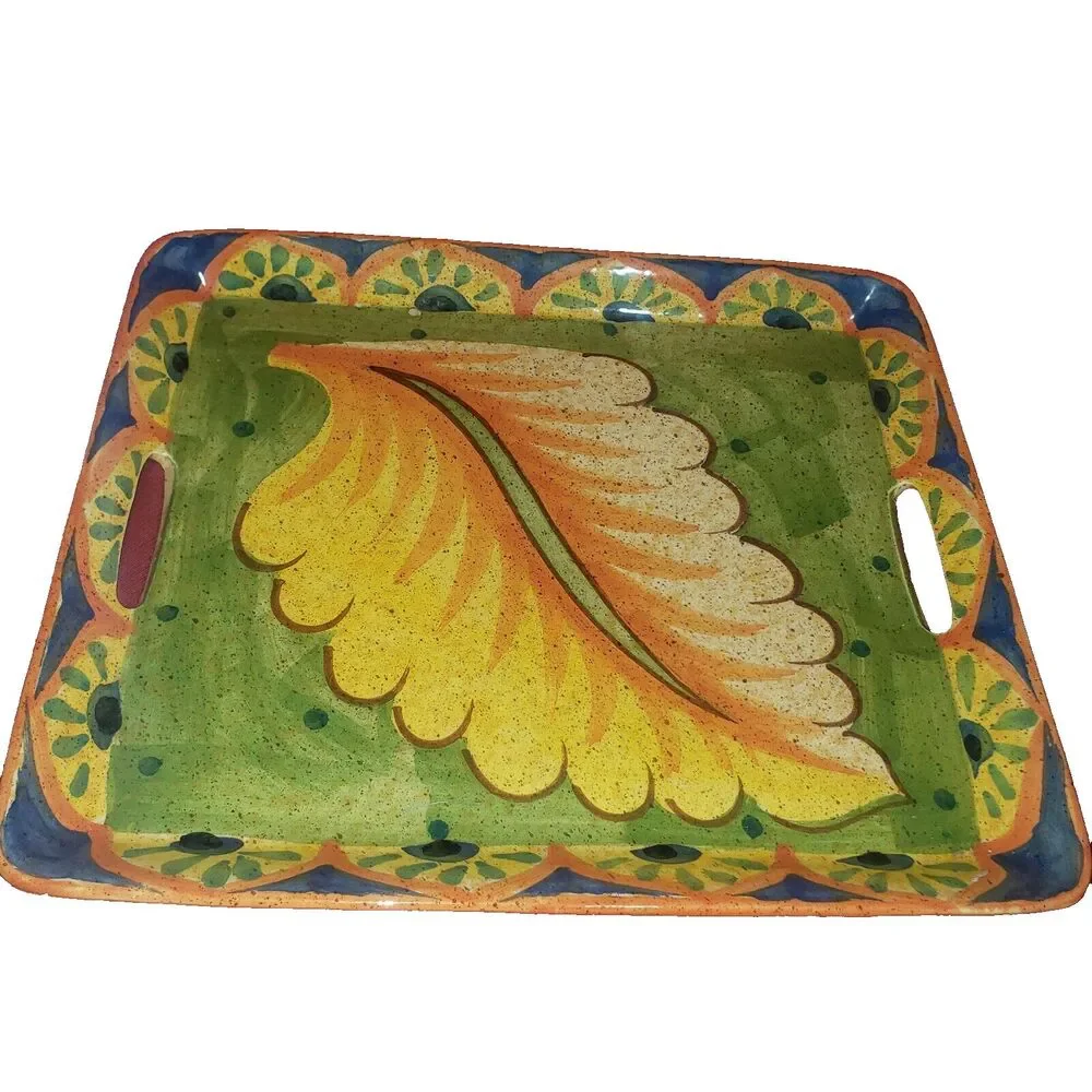 Archer Anita Mary Bellini Piu Italy Made Multicolor ceramic Tray Handles 14